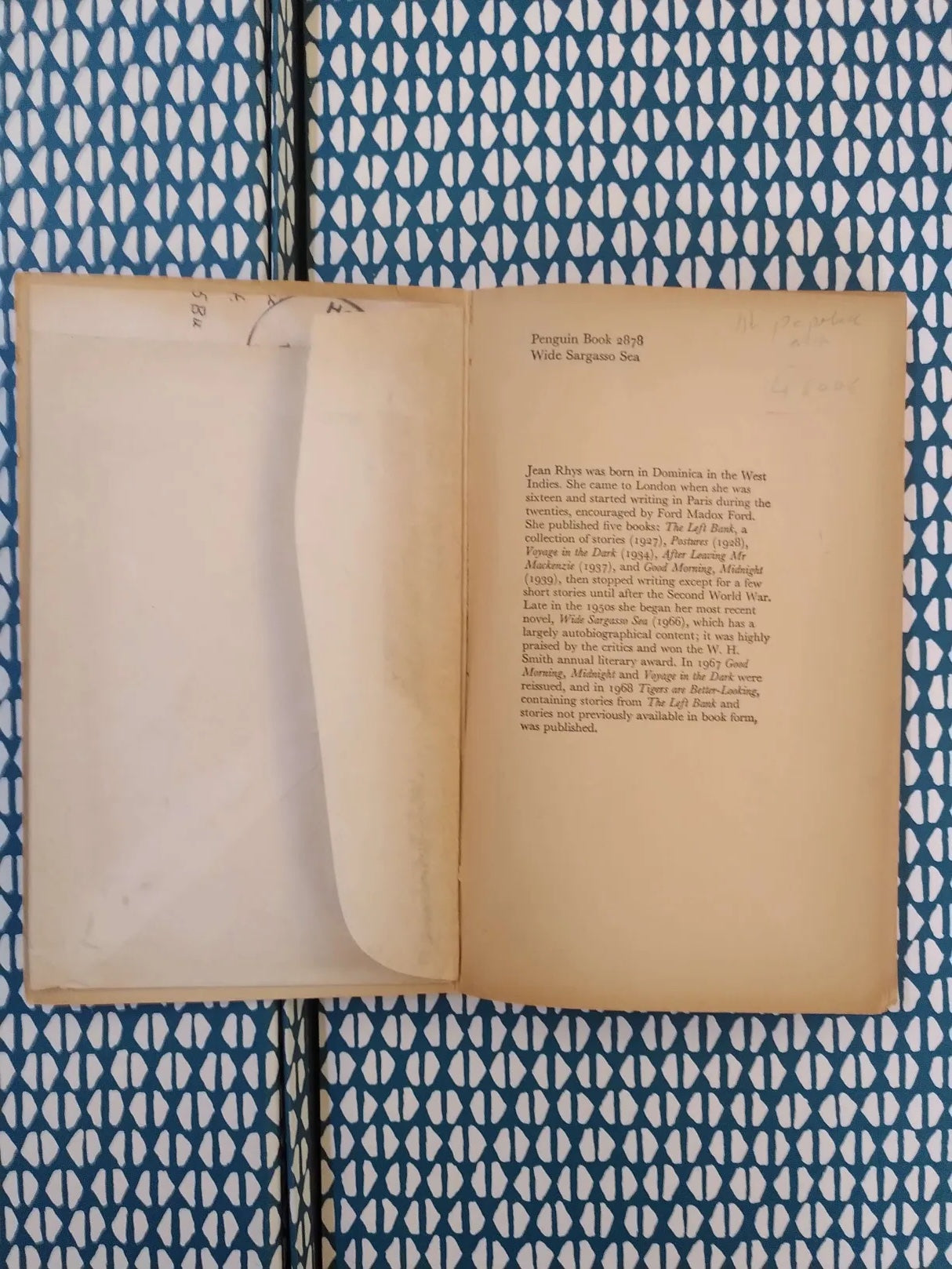 Wide Sargasso Sea, First paperback edition (+) SIGNED LETTER