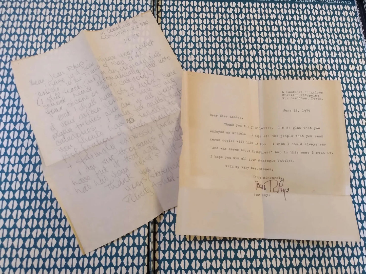 Wide Sargasso Sea, First paperback edition (+) SIGNED LETTER