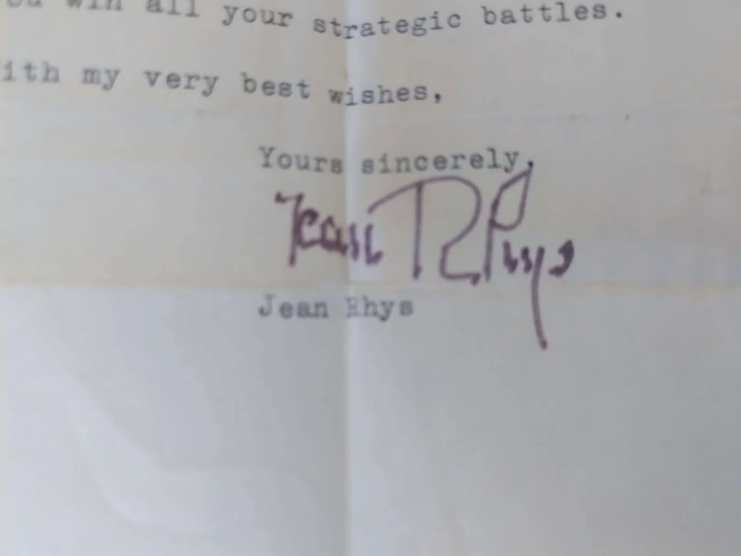 Wide Sargasso Sea, First paperback edition (+) SIGNED LETTER